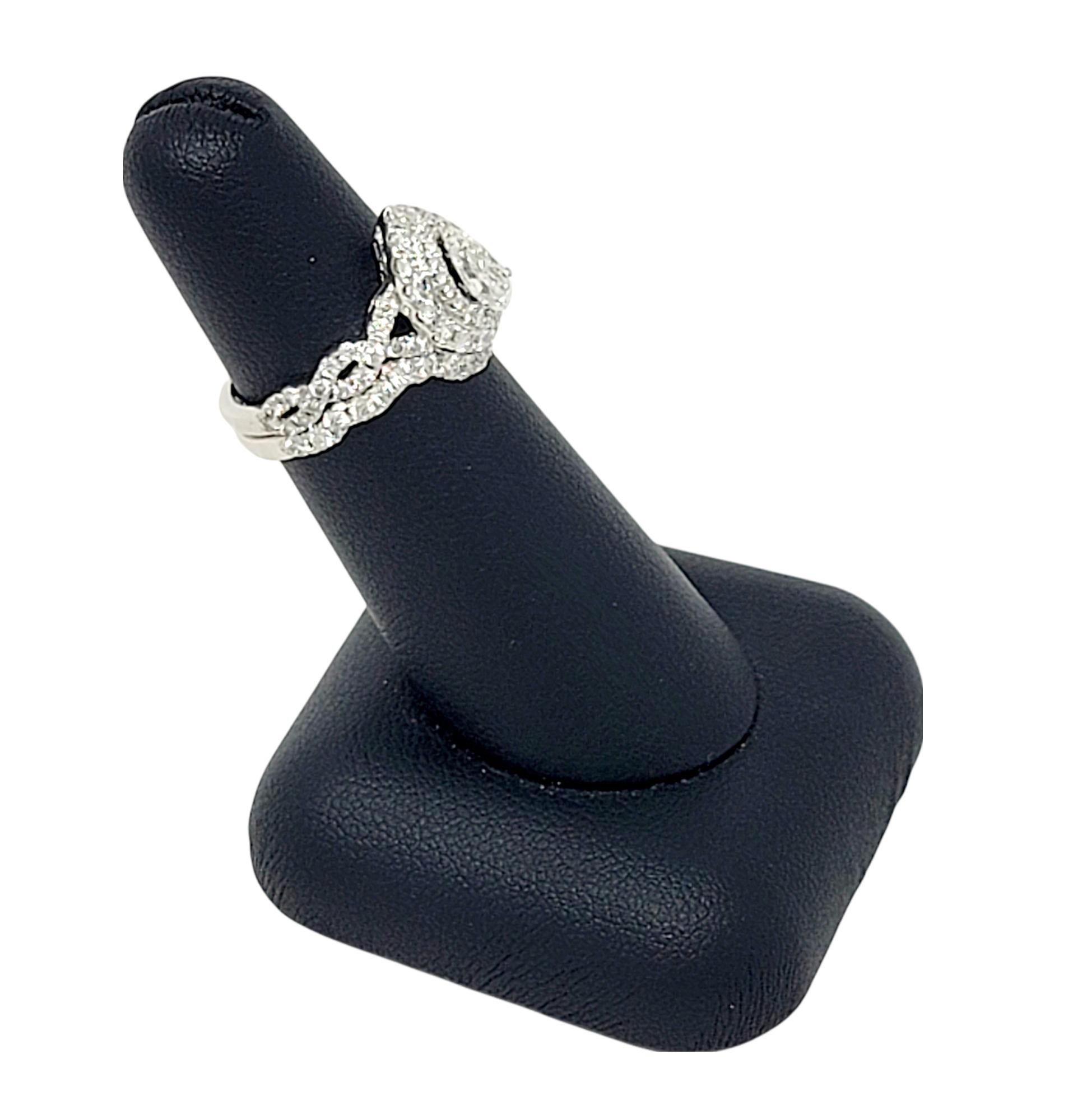Neil Lane Pear and Round Diamond Halo Wedding Ring Set in 14 Karat White Gold 3