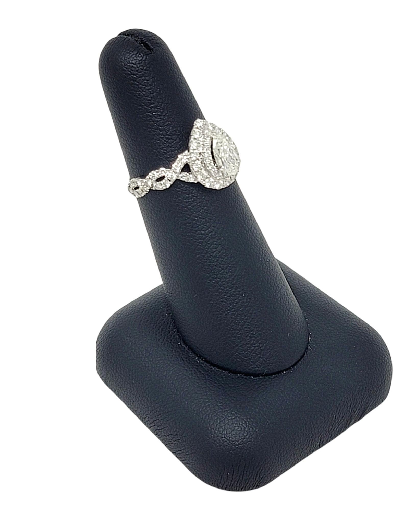 Neil Lane Pear and Round Diamond Halo Wedding Ring Set in 14 Karat White Gold 4