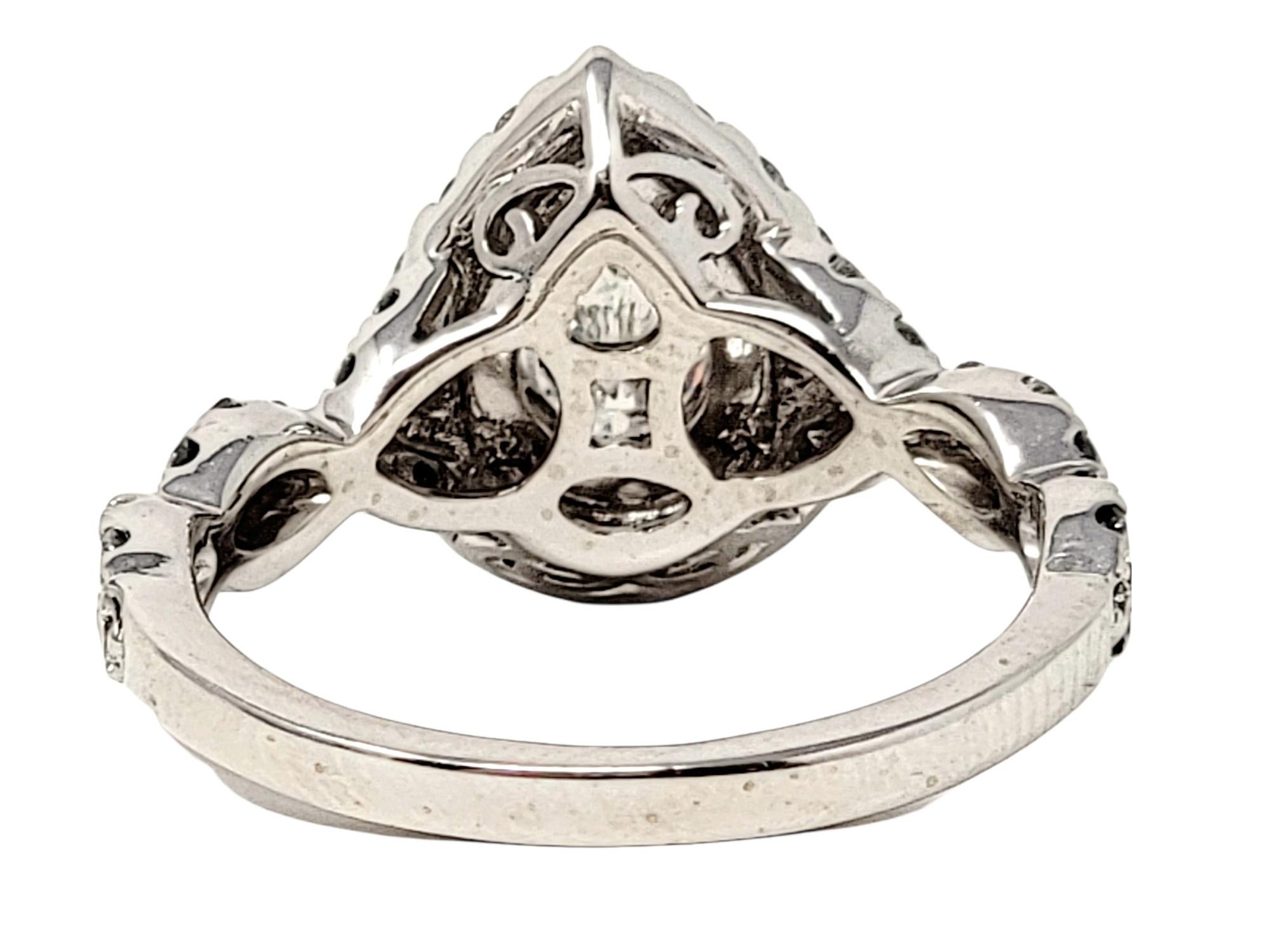 Neil Lane Pear and Round Diamond Halo Wedding Ring Set in 14 Karat White Gold 7