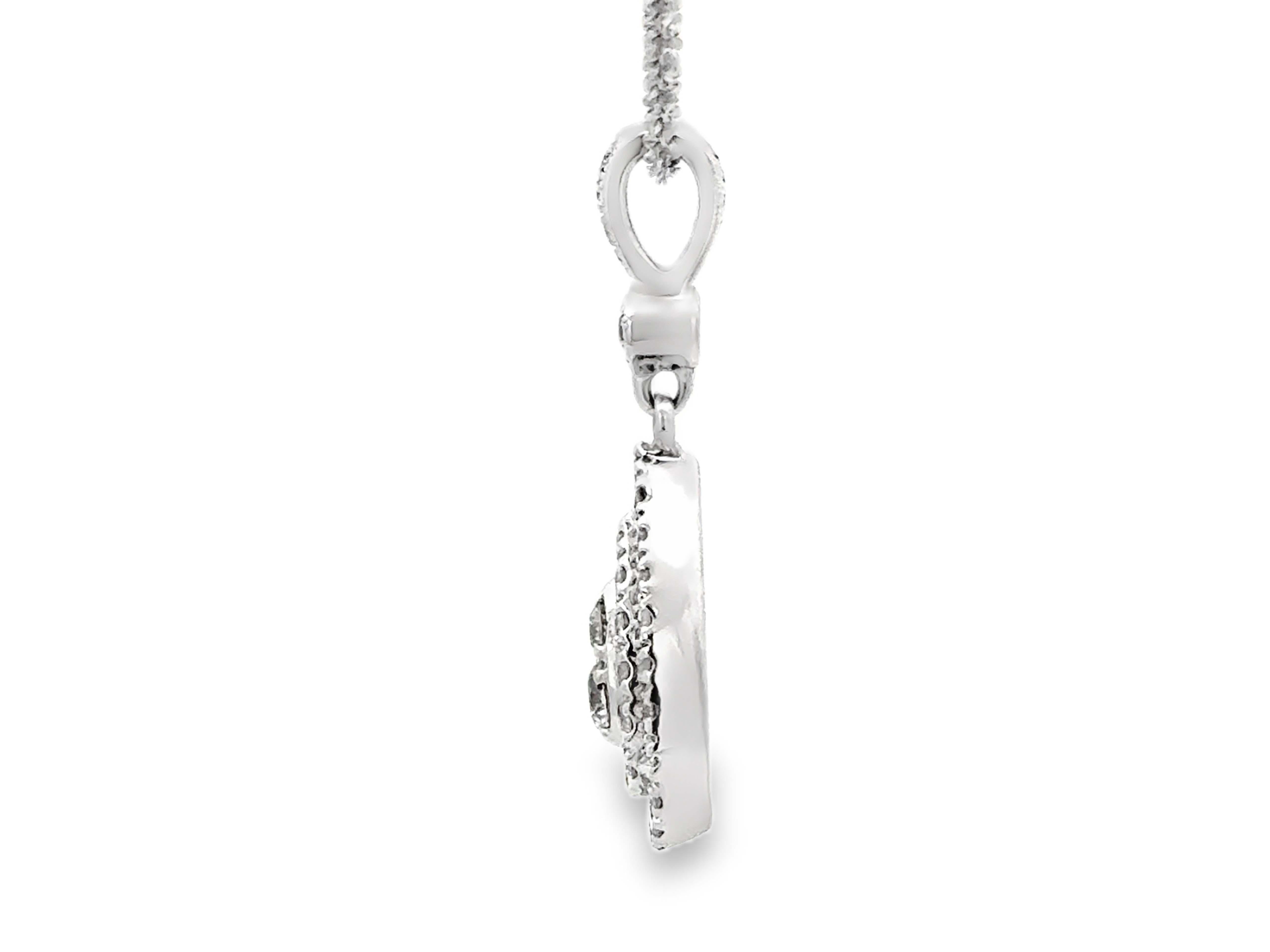 Women's Neil Lane Pear Shaped Double Diamond Halo Diamond Necklace 14K White Gold For Sale