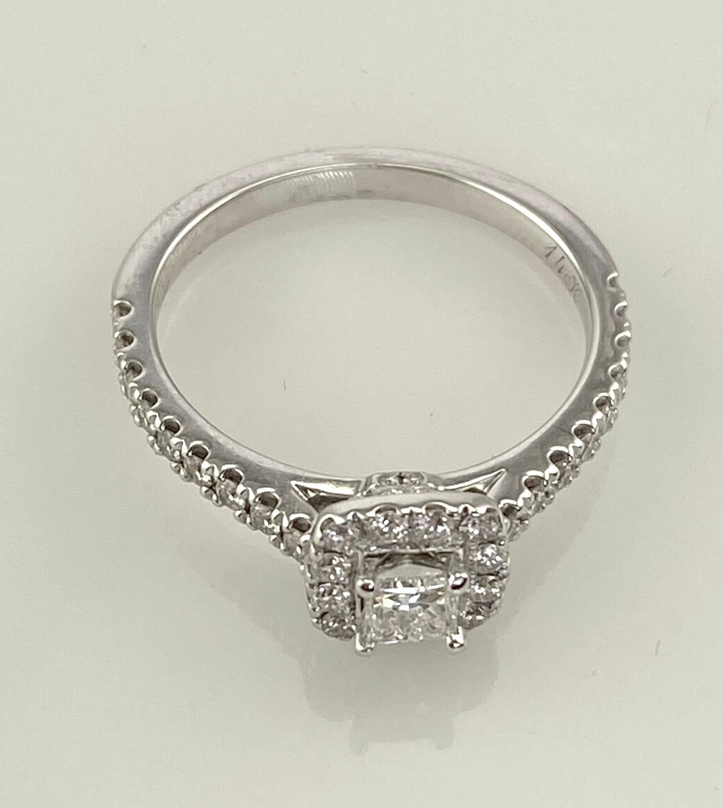 Neil Lane Princess and Round Diamond HAlo Ring 7/8 Carat 14 Karat W/G 4