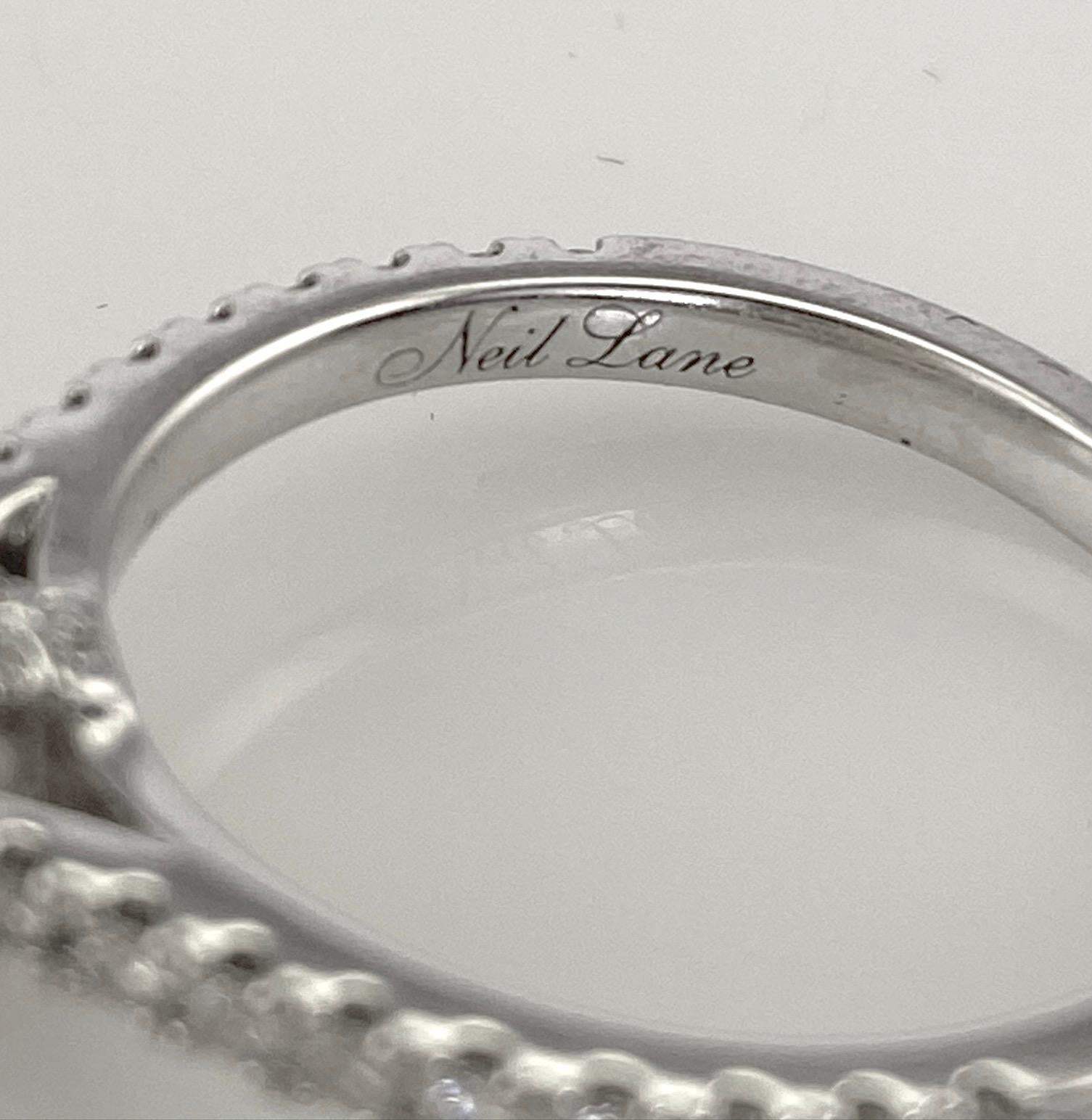 Neil Lane Princess and Round Diamond HAlo Ring 7/8 Carat 14 Karat W/G 2