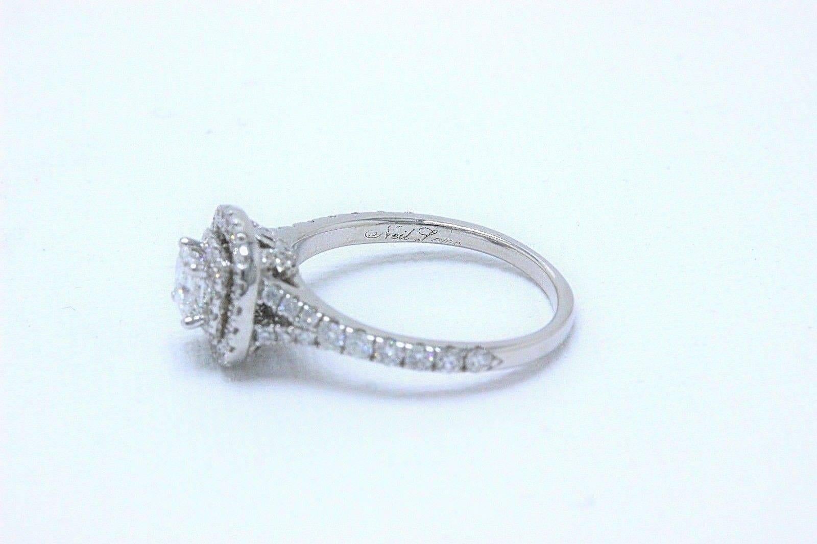 Neil Lane Bague de fiançailles en or blanc 14 carats avec diamant taille princesse de 1,00 carat en vente 6