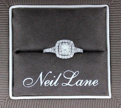 Neil Lane Princess Cut Diamond Engagement Ring 1.00 Carat 14 Karat White Gold