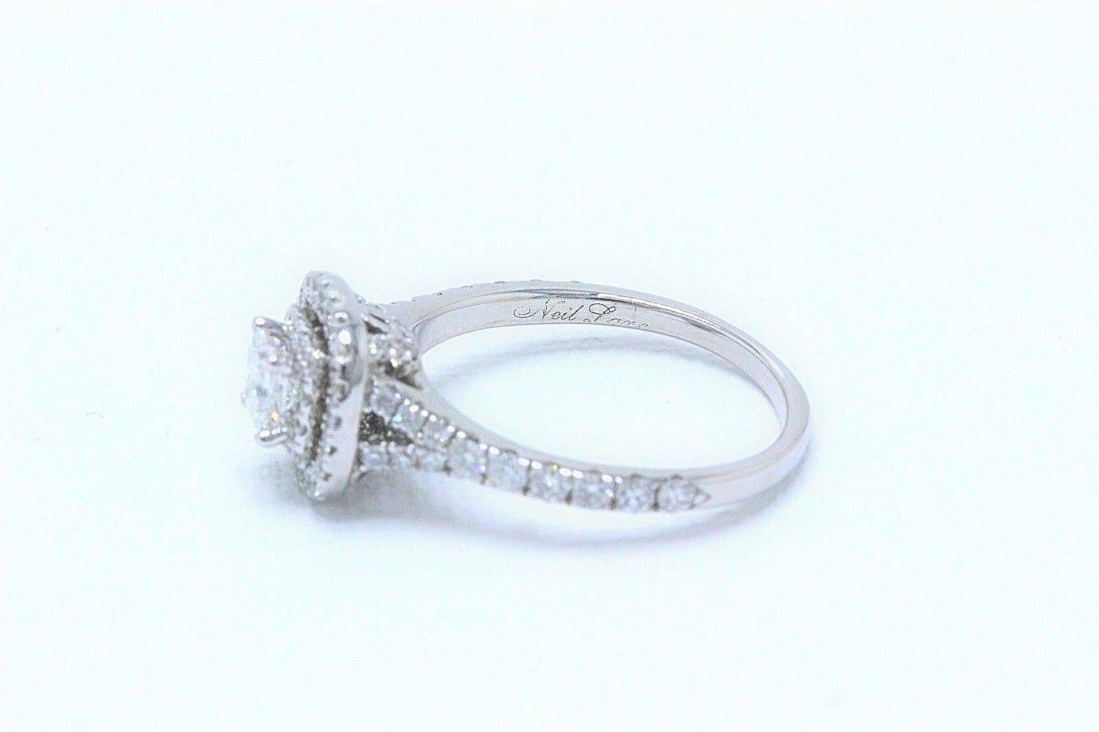 Neil Lane Bague de fiançailles en or blanc 14 carats avec diamant taille princesse de 1,00 carat Pour femmes en vente