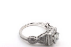 Neil Lane Princess Cut Diamond Engagement Ring 1.38 Carat in 14 Karat White Gold