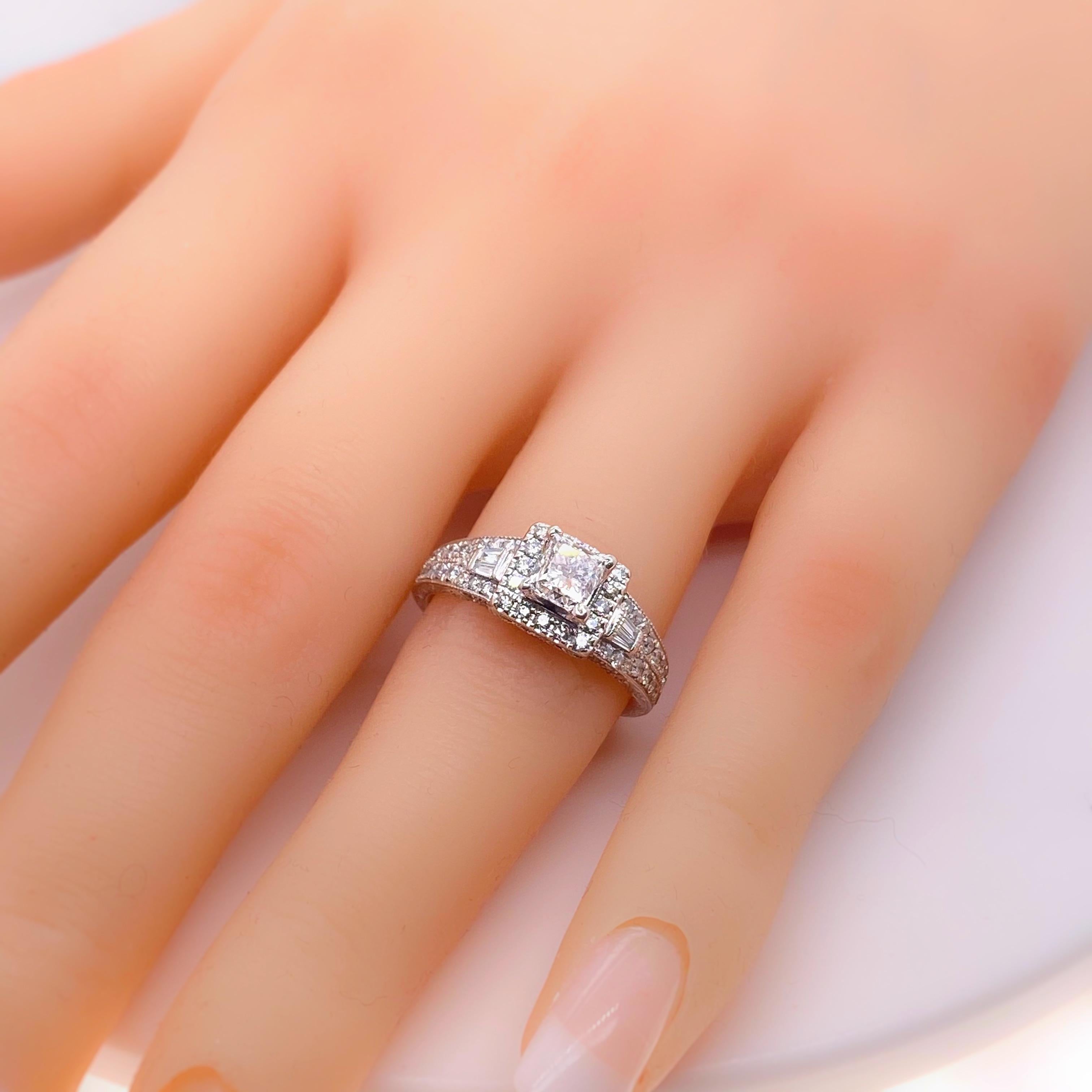 Neil Lane Prinzessin Diamant 1,50 Karat Verlobungsring aus 14 Karat Weißgold im Angebot 6