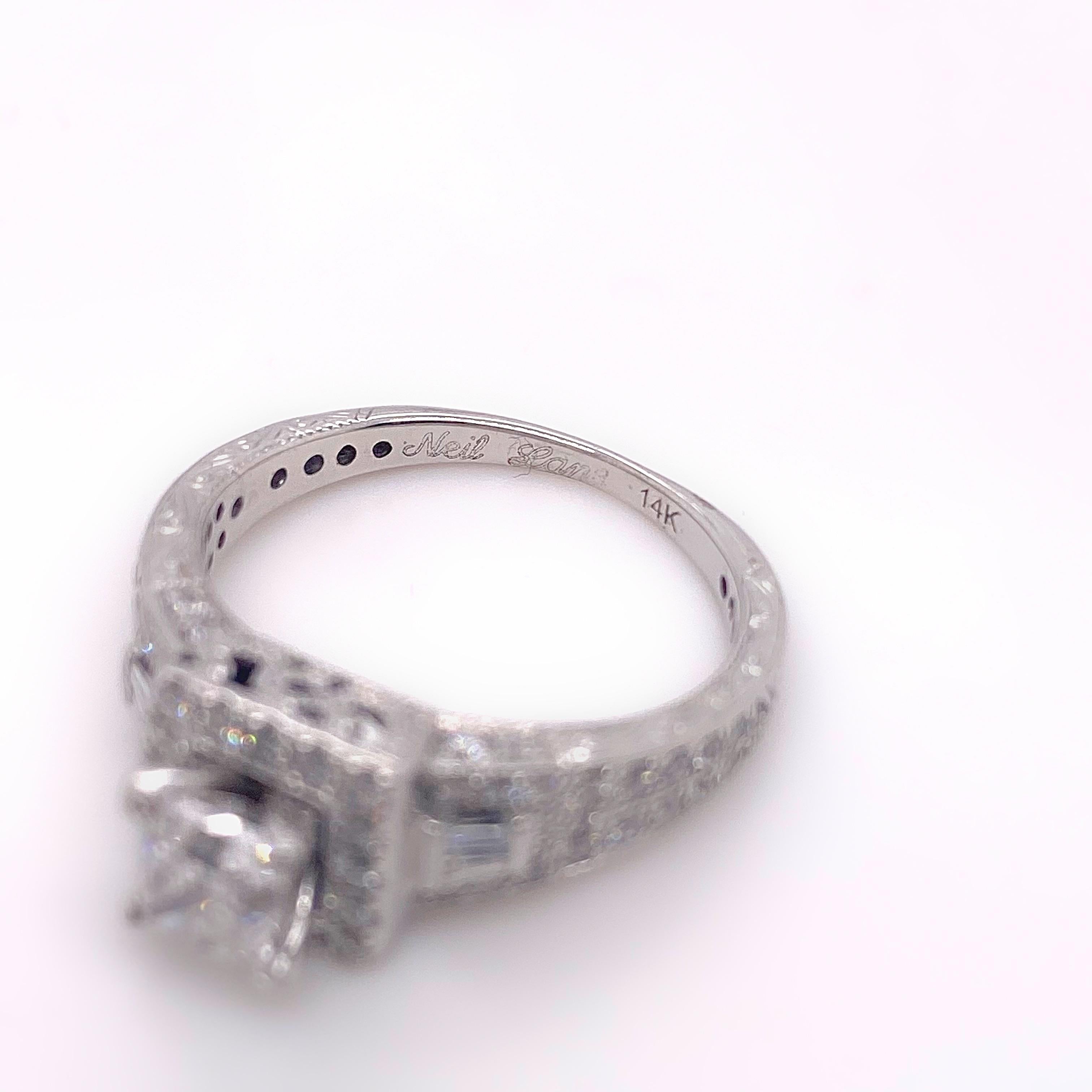 Neil Lane Prinzessin Diamant 1,50 Karat Verlobungsring aus 14 Karat Weißgold im Angebot 2
