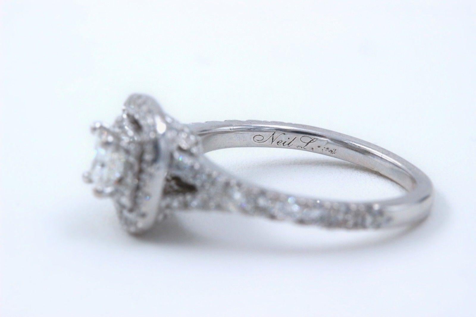 Princess Cut Neil Lane Princess Diamond Double Halo Engagement Ring 1.00 Carat 14 Karat Gold