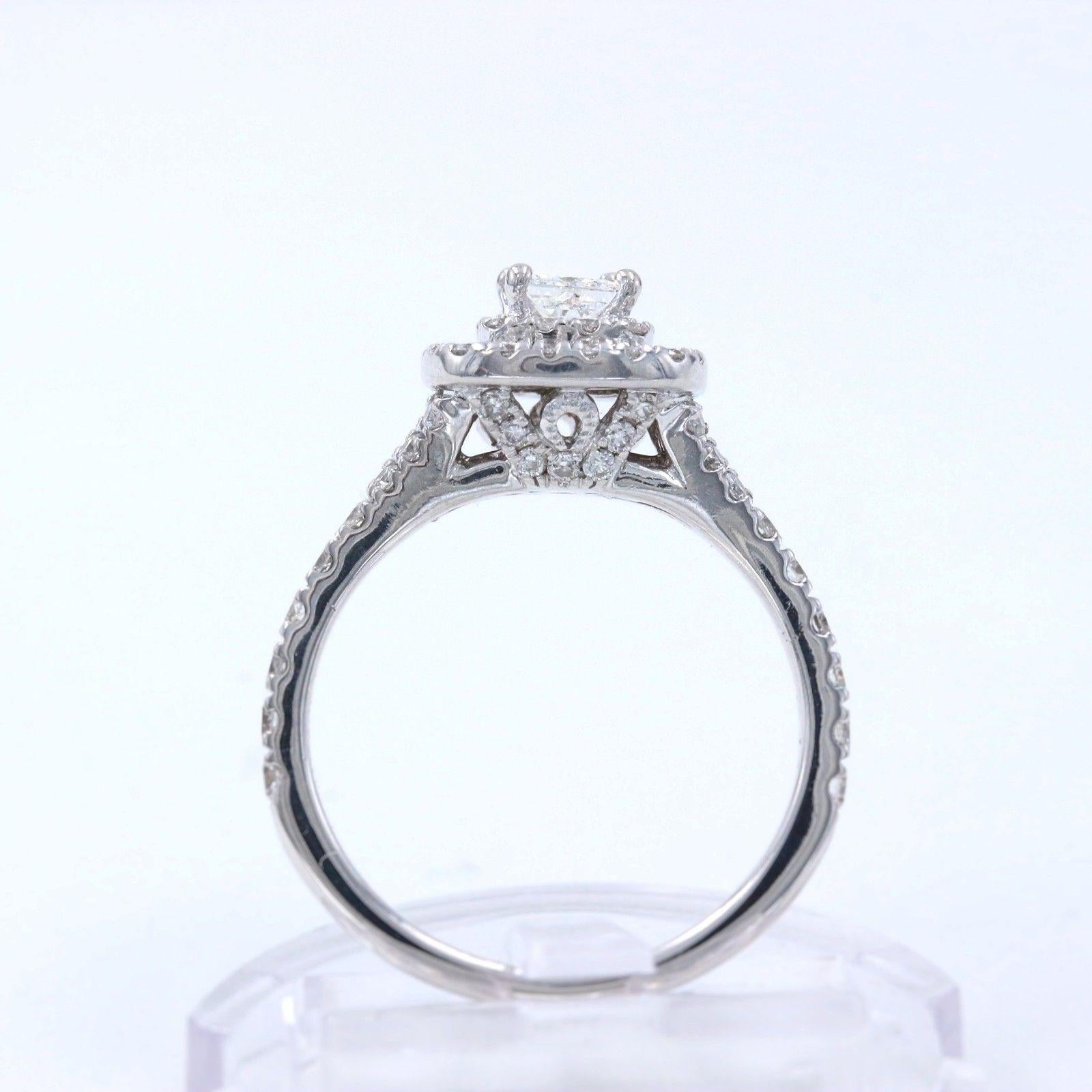 Women's Neil Lane Princess Diamond Double Halo Engagement Ring 1.00 Carat 14 Karat Gold