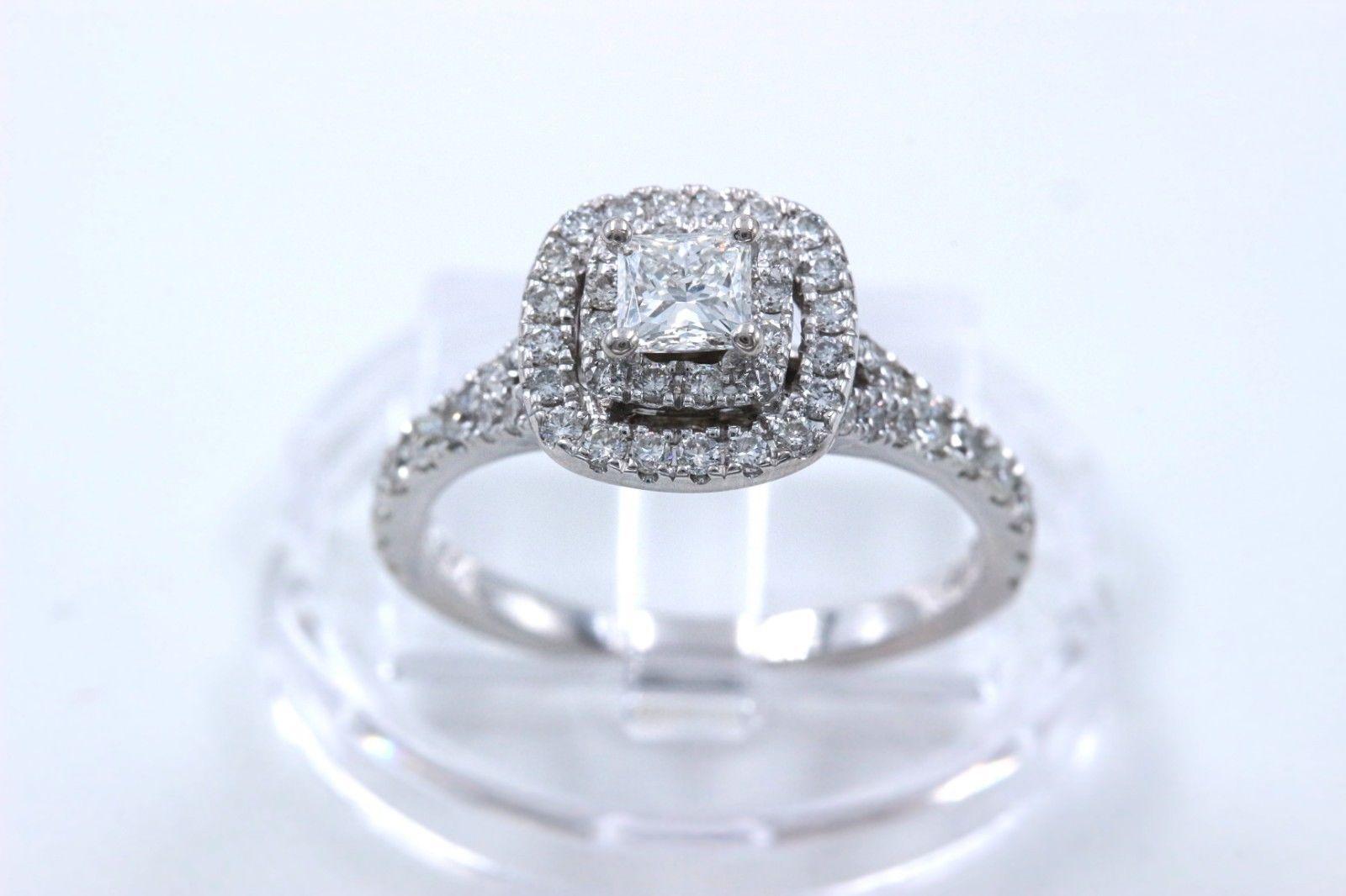 Neil Lane Princess Diamond Double Halo Engagement Ring 1.00 Carat 14 Karat Gold 1