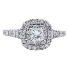Neil Lane Princess Diamond Double Halo Engagement Ring 1.00 Carat 14 Karat Gold