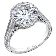 Neil Lane Couture Design Round Brilliant-Cut Diamond, Platinum Ring