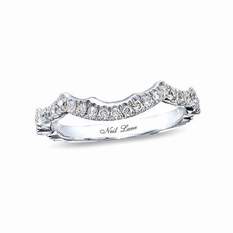 Neil Lane Round Diamond Contour Wedding Band 1/5 Carat 14 Karat White