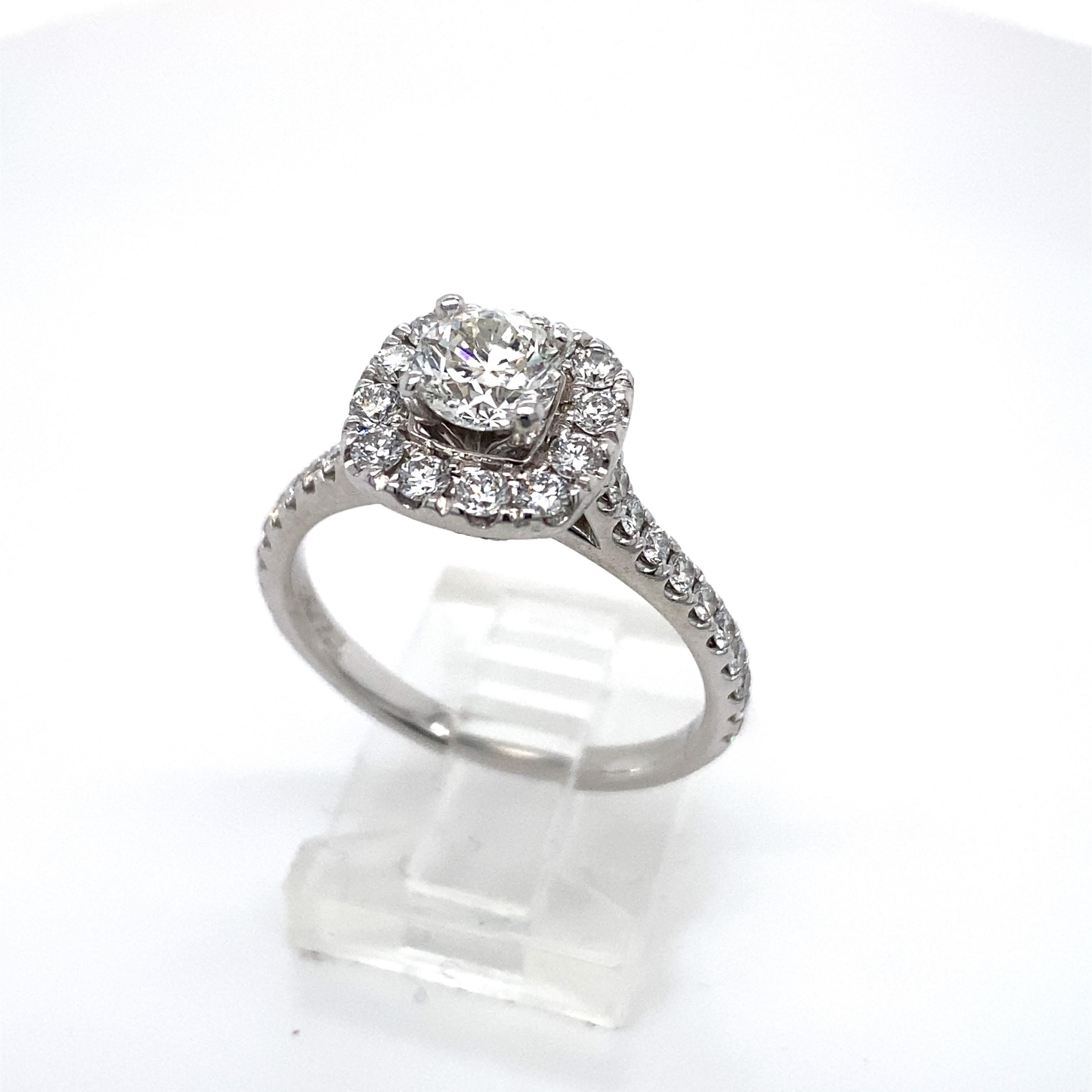 NEIL LANE Round Diamond Halo 1.27 tcw Engagement Ring in 14kt White Gold 4