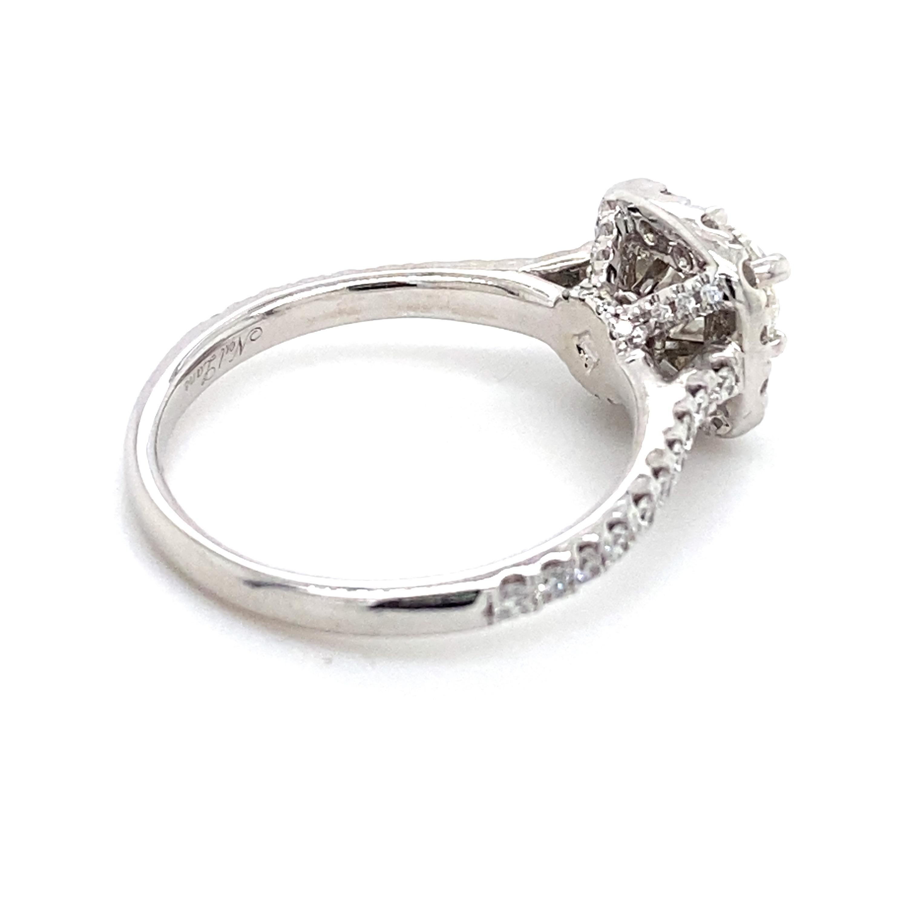 Women's NEIL LANE Round Diamond Halo 1.27 tcw Engagement Ring in 14kt White Gold