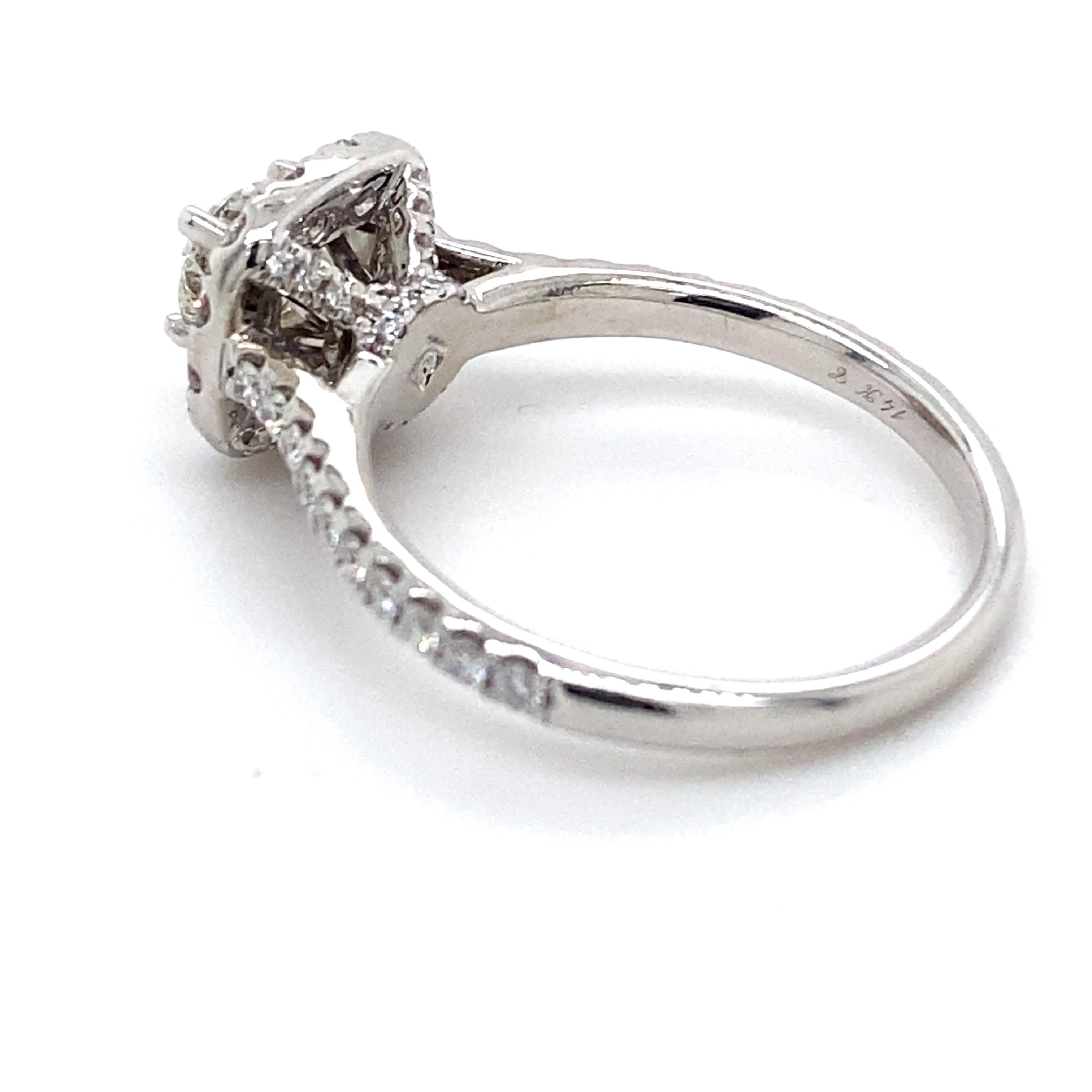 NEIL LANE Round Diamond Halo 1.27 tcw Engagement Ring in 14kt White Gold 1