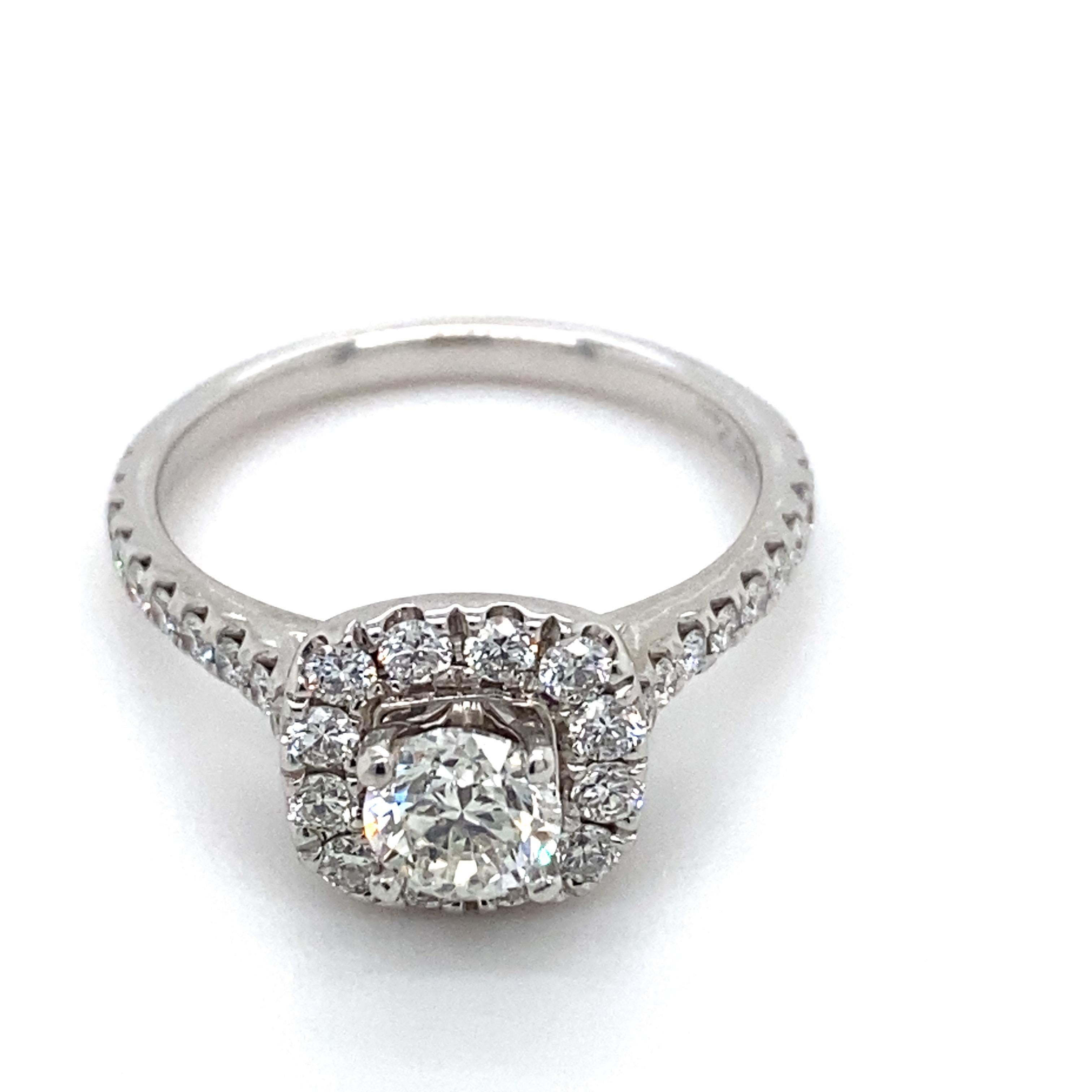 NEIL LANE Round Diamond Halo 1.27 tcw Engagement Ring in 14kt White Gold 2