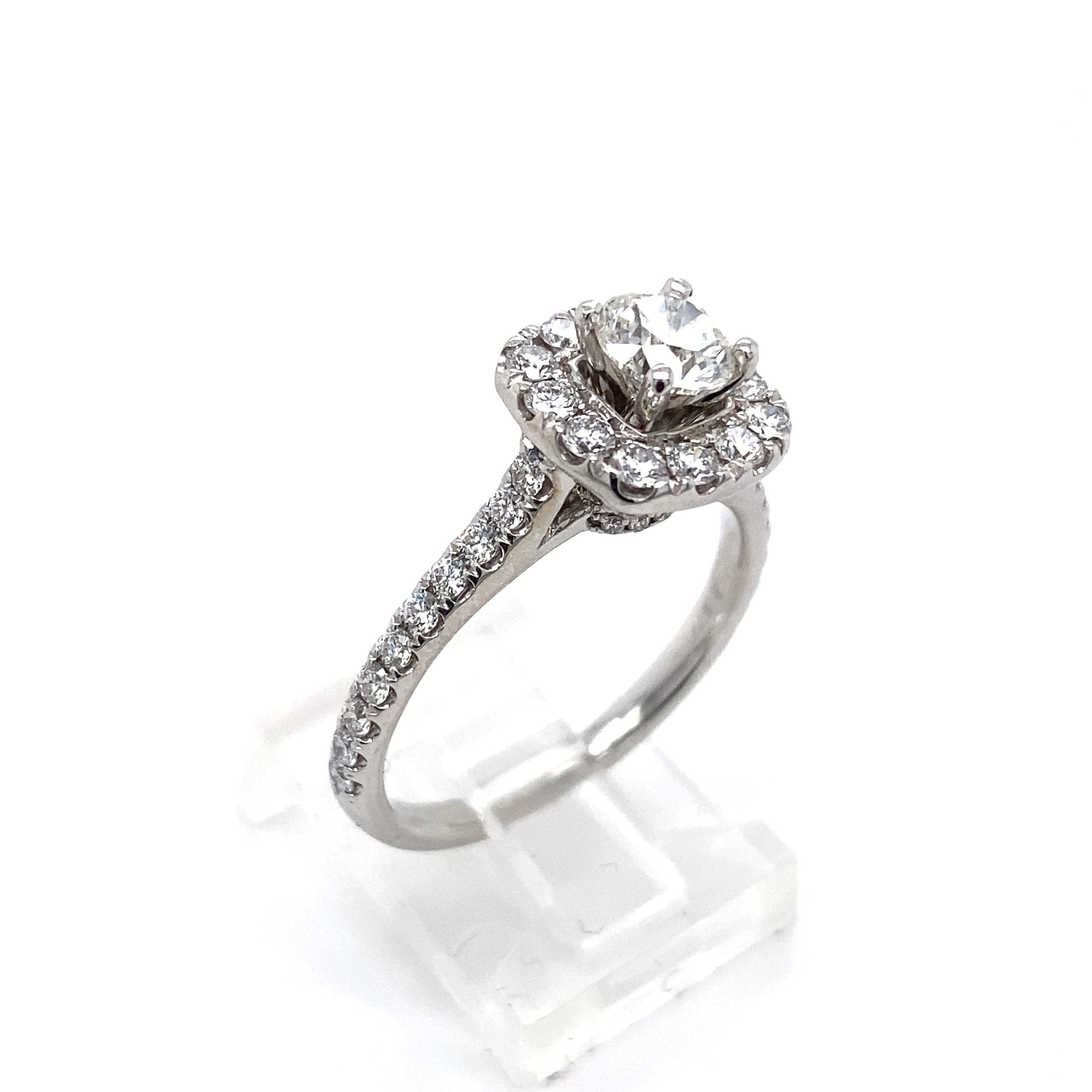 NEIL LANE Round Diamond Halo 1.27 tcw Engagement Ring in 14kt White Gold 3