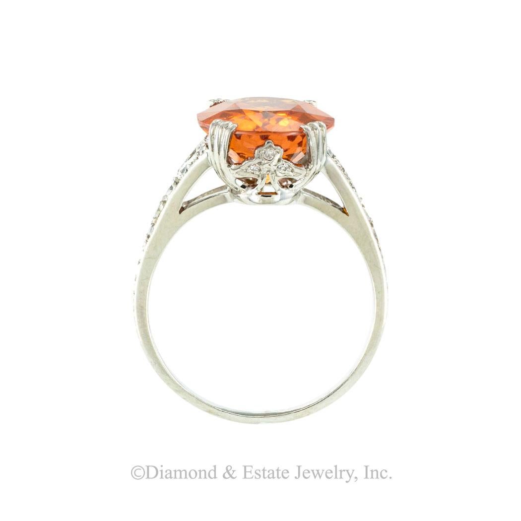 Neil Lane Platin-Diamantring mit Spessartit-Granat (Ovalschliff)