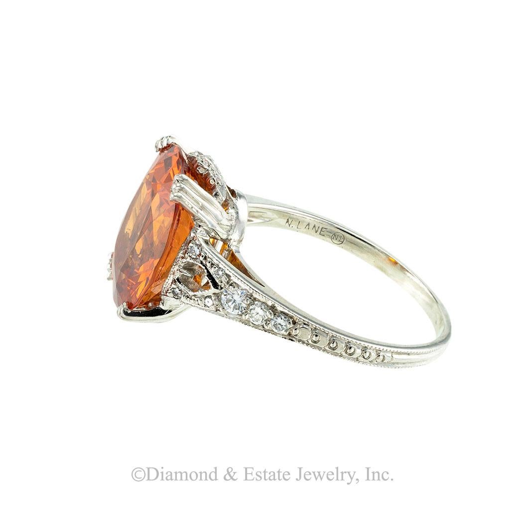 Women's Neil Lane Spessartite Garnet Platinum Diamond Ring