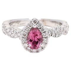Neil Lane Tourmaline and Diamond Engagement Ring, 14k White Gold, Ring Size 4
