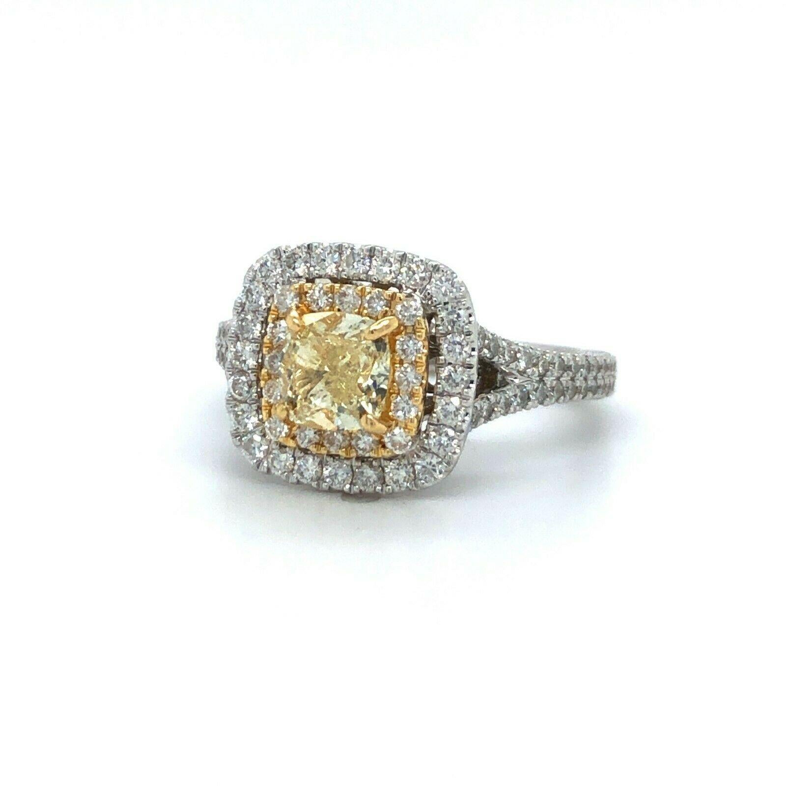 Neil Lane 2.06ctw Yellow Diamond Cushion Double Halo Engagement Ring Size 6.5

Condition:  Excellent Condition, Professionally Cleaned and Polished
Metal:  18k and 14k Gold (Marked, and Professionally Tested)
Center Diamond:  1.00ct Fancy Light