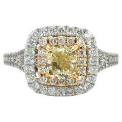 Neil Lane Yellow Diamond Cushion Double Halo Engagement Ring
