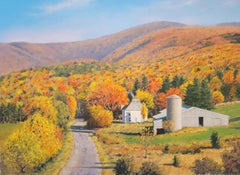 Neil McAuliffe, "Landstraße". 22x30 Herbstblatt Herbstlandschaft Ölgemälde