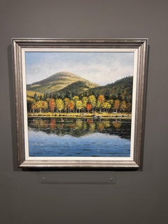 Neil McAuliffe, "Fall Reflection". 20x20 Autumn Leaf Fall Landscape Oil Painting