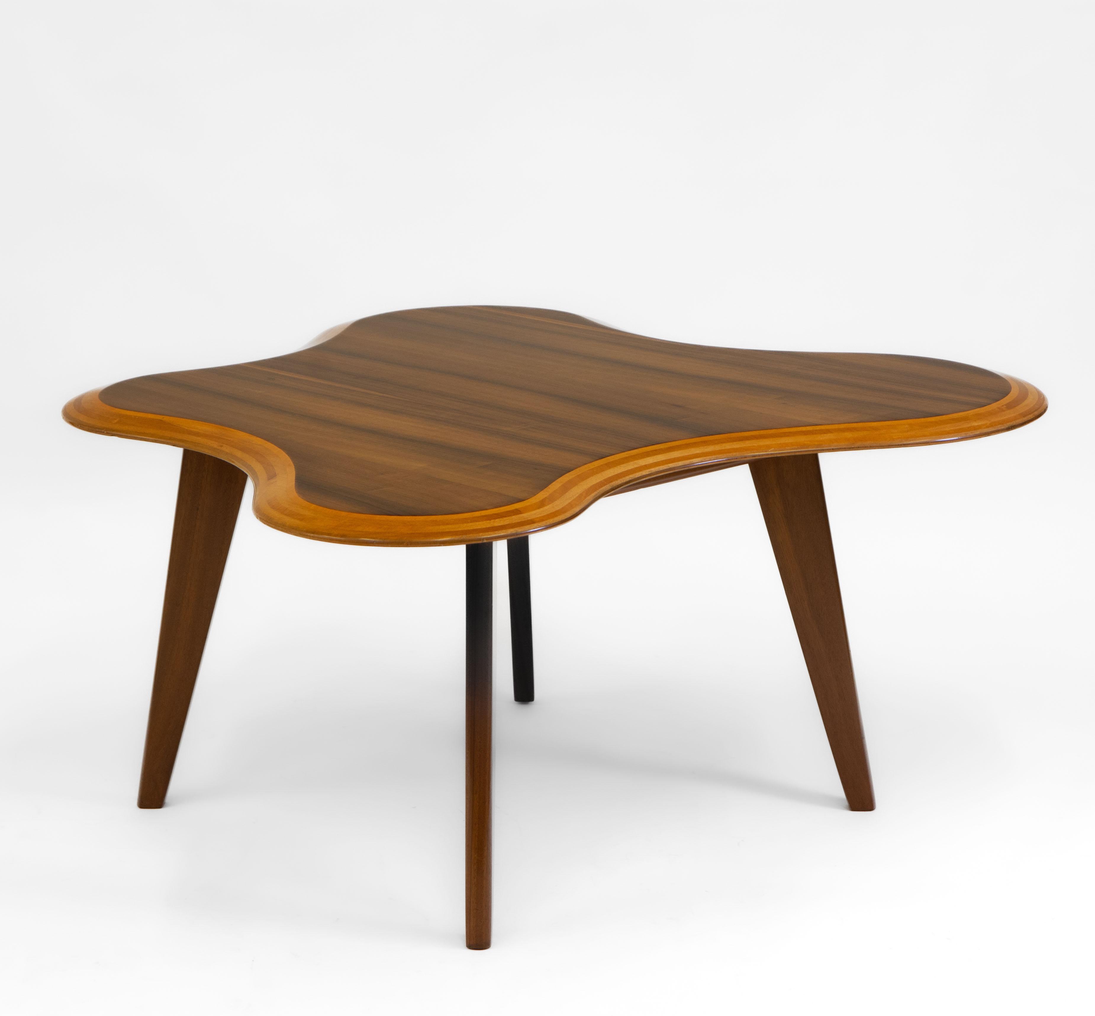 British Neil Morris Queensland Walnut Cloud Table, 1947