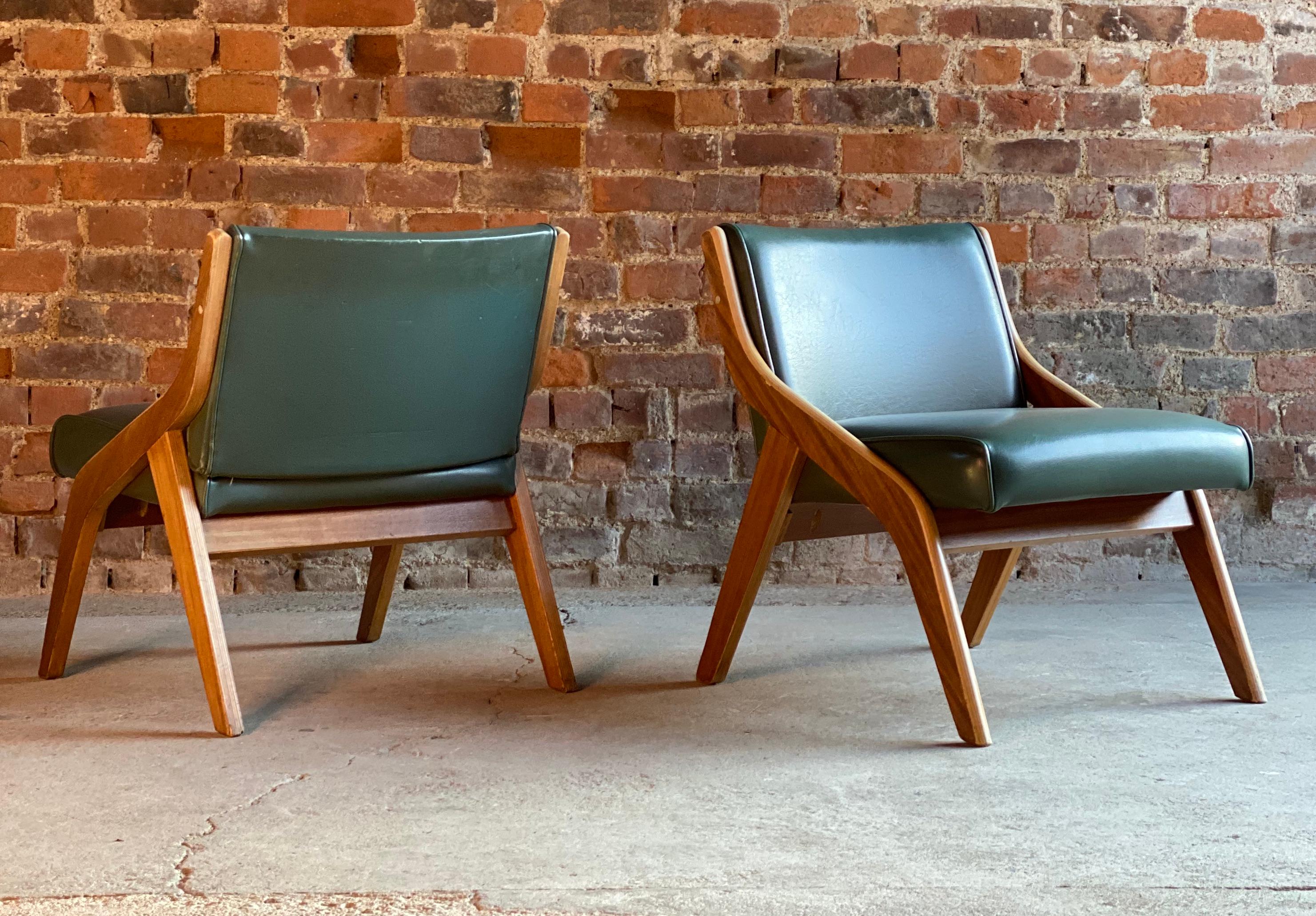 Mid-20th Century Neil Morris Walnut Lounge Chairs for Morris Furniture Glasgow, circa 1950s