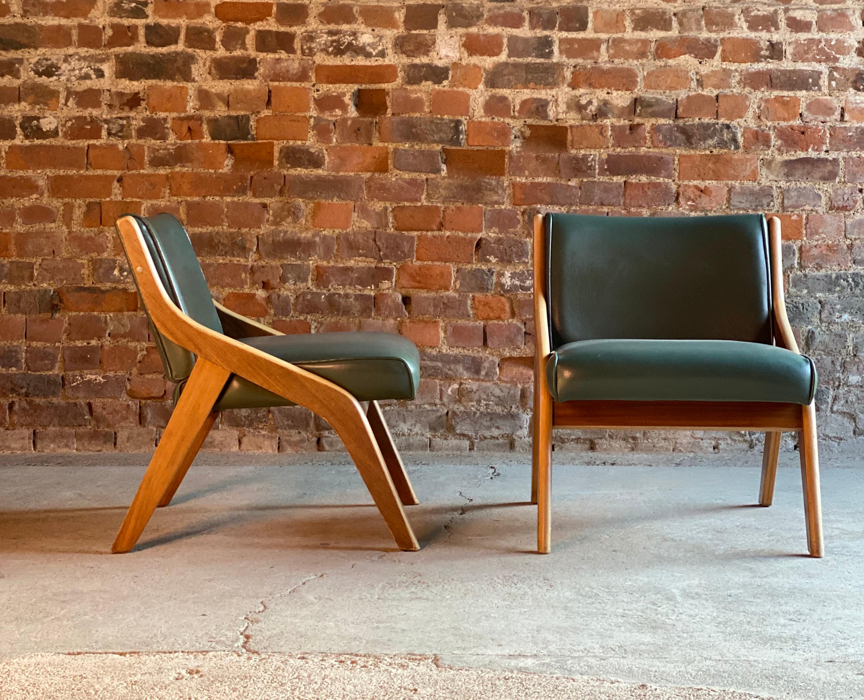 Mid-20th Century Neil Morris Walnut Lounge Chairs for Morris Furniture Glasgow, circa 1950s