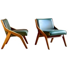 Neil Morris Walnut Lounge Chairs for Morris Furniture Glasgow, circa 1950s