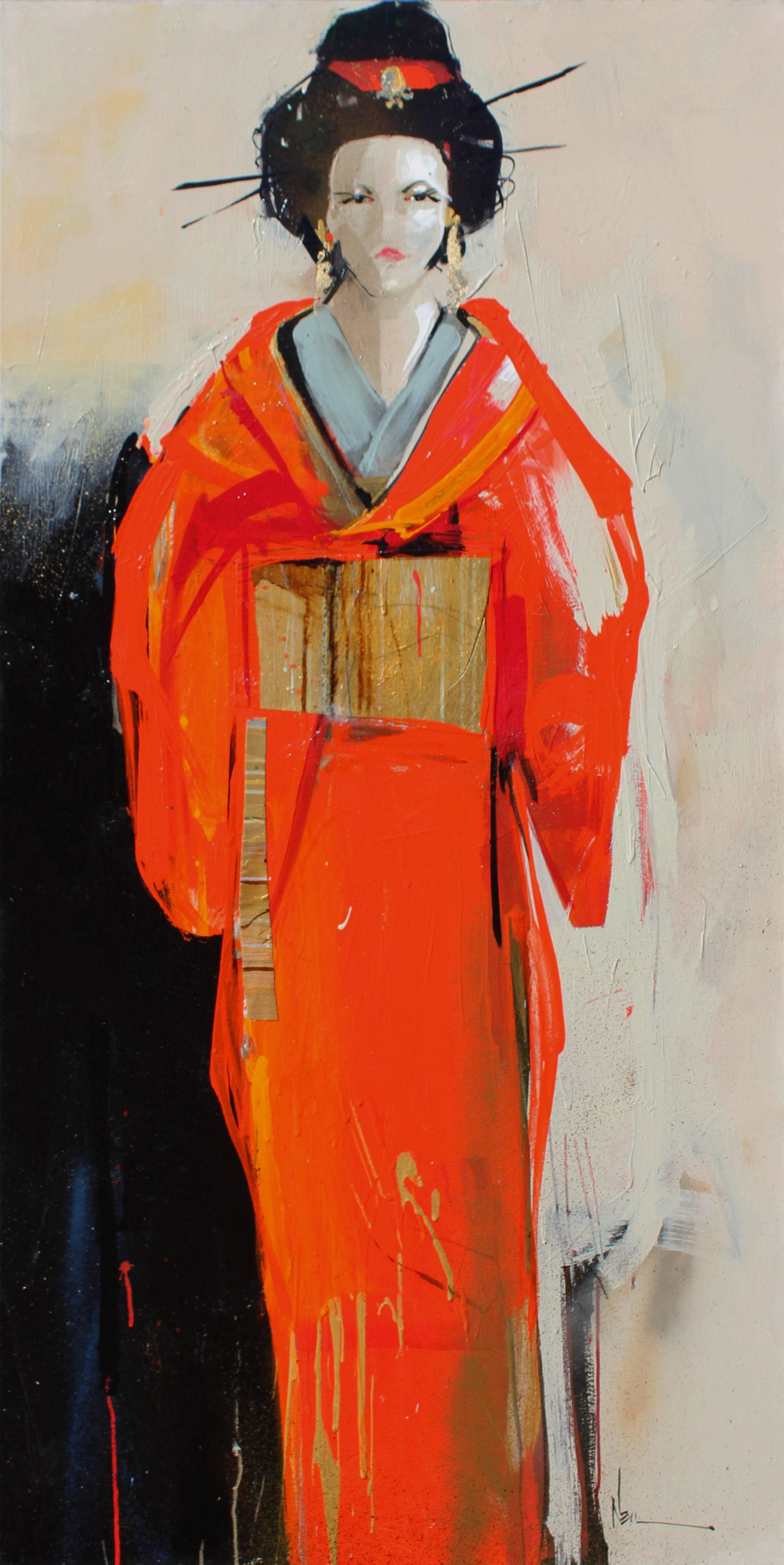 Red Kimono - Painting by Neil Nagy