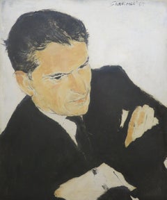 Interessante pittura ad olio originale firmata del 1960, di origine irlandese, RITRATTO DI UN GENTILE UOMO