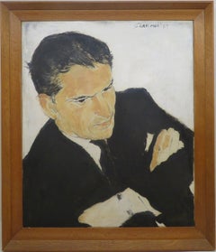 Original interesting signed 1960's IRISH Oil Painting PORTRAIT OF A GENTLEMAN