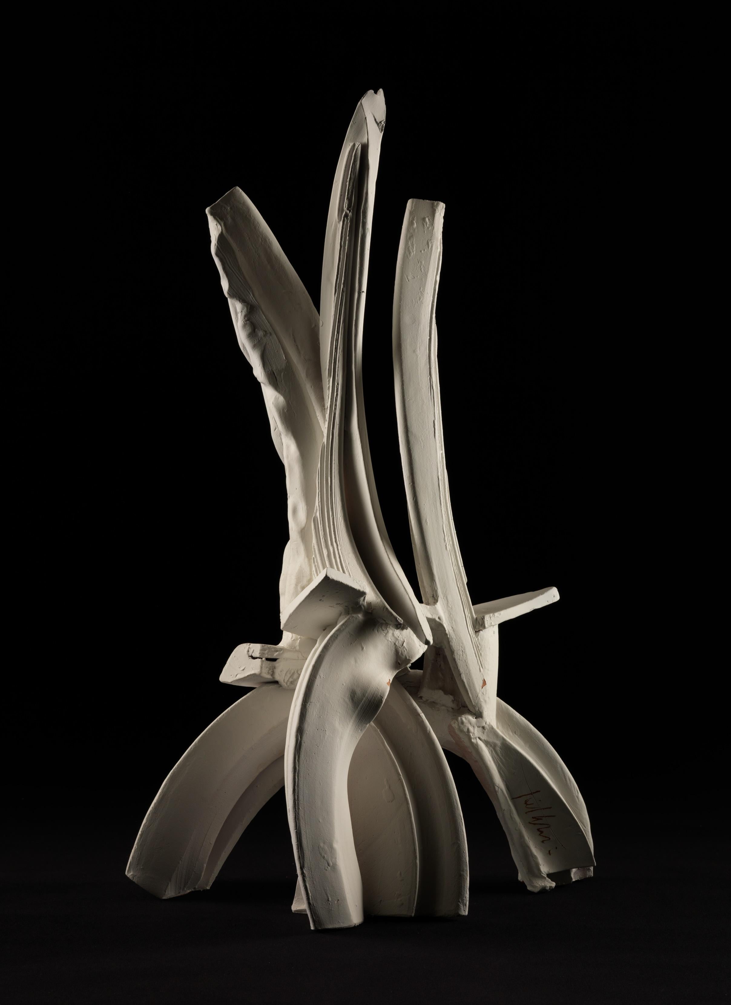 Neil Tetkowski Abstract Sculpture - Large Ceramic Sculpture White Texture Freestanding