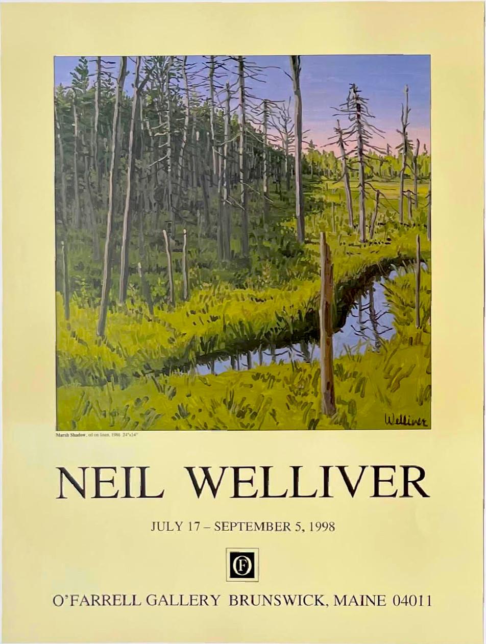 Cartel de Neil Welliver en la Galería O'Farrel, 1998
Litografía offset
24 × 18 pulgadas
Sin enmarcar
Este cartel litográfico offset se publicó con motivo de la exposición de Neil Welliver en la Galería O'Farrell del 17 de julio al 5 de septiembre de