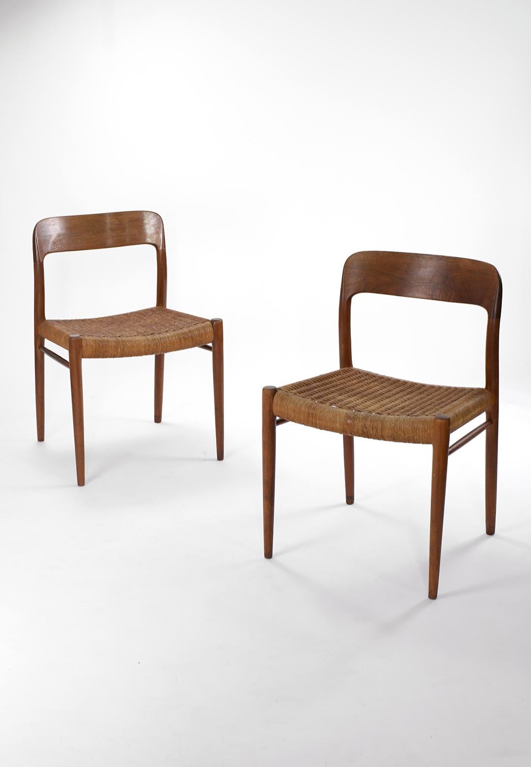 Danish Neils Moller Model 77 Teak dining chairs  For Sale