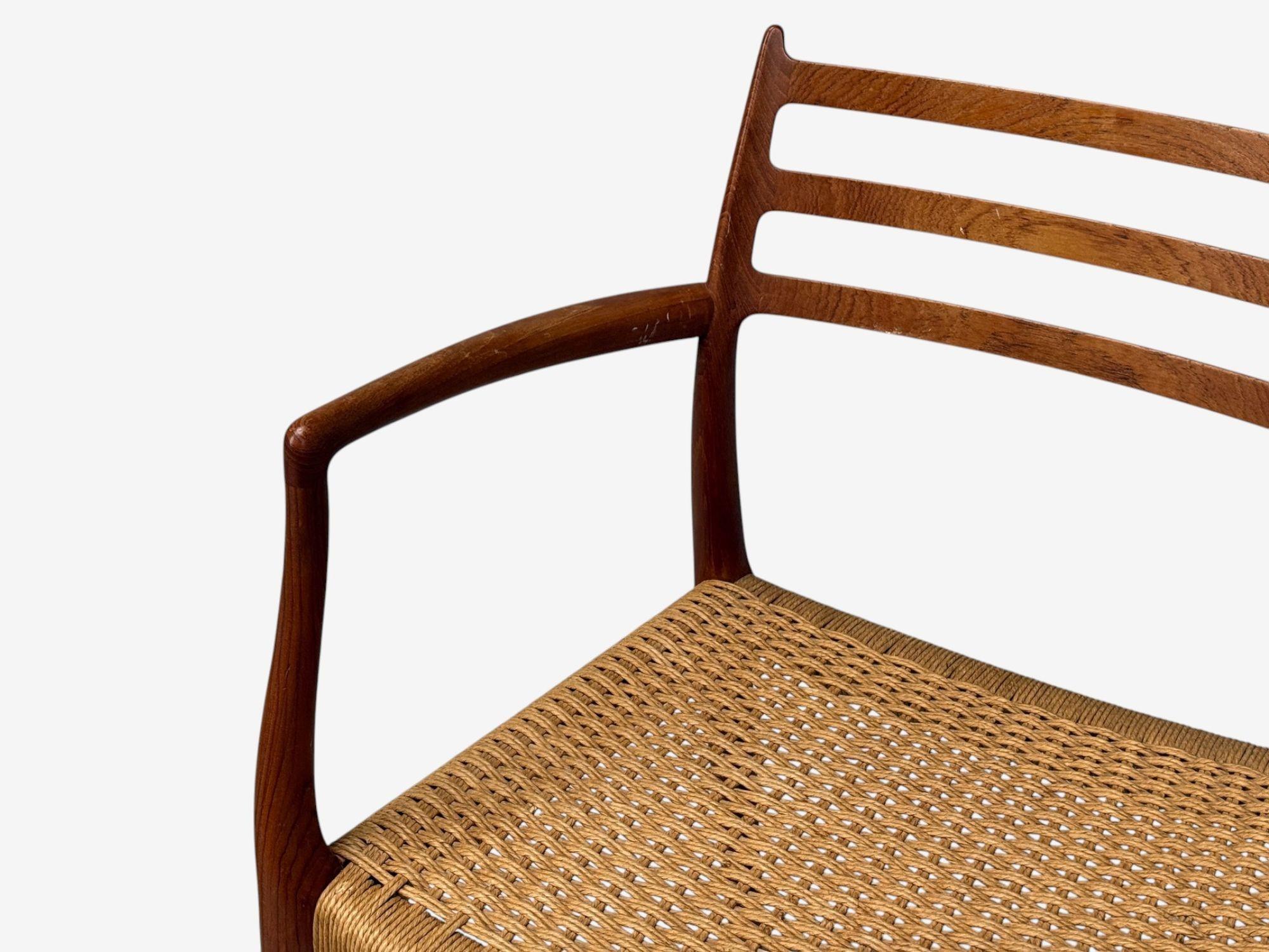 Neils O. Möller, Danemark Papercord, Teck, Chaises de salle à manger, Danemark, années 1950 en vente 4