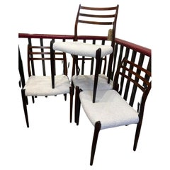 Neils Otto Moller Set Of 4 Rosewood Dining Chairs, Newly upholstered In Boucle
