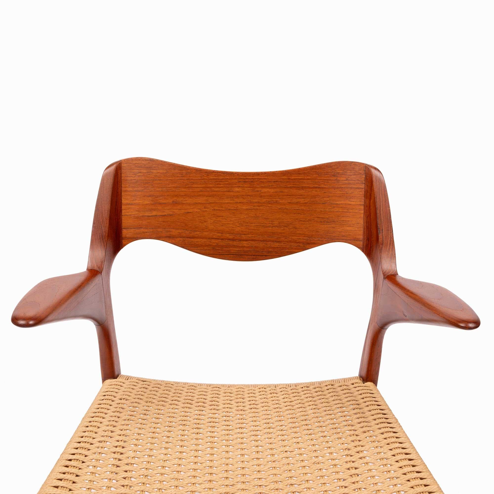 Neils Ottto Møller Model 55 Teak Dining Chairs in Woven Paper Cord (set of 2) 2