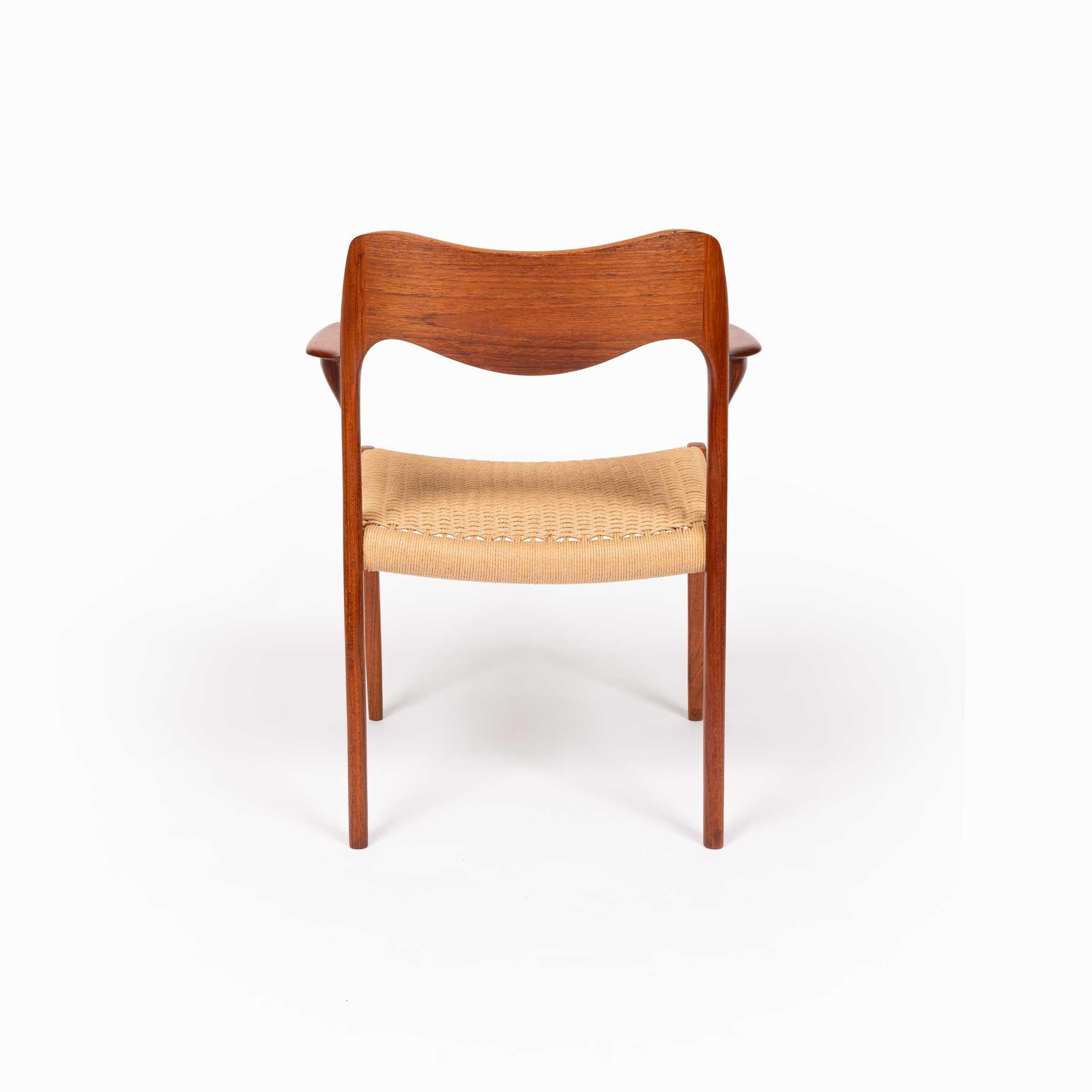 Papercord Neils Ottto Møller Model 55 Teak Dining Chairs in Woven Paper Cord (set of 2)