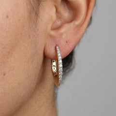 Neiman Marcus 1 Carat Diamond Pave U-Hoop Earrings in 14k Yellow Gold