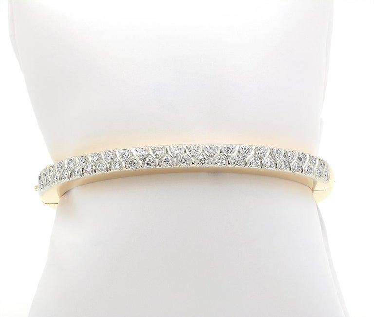Neiman Marcus 18k Gold Diamond Bangle Bracelet For Sale at 1stDibs