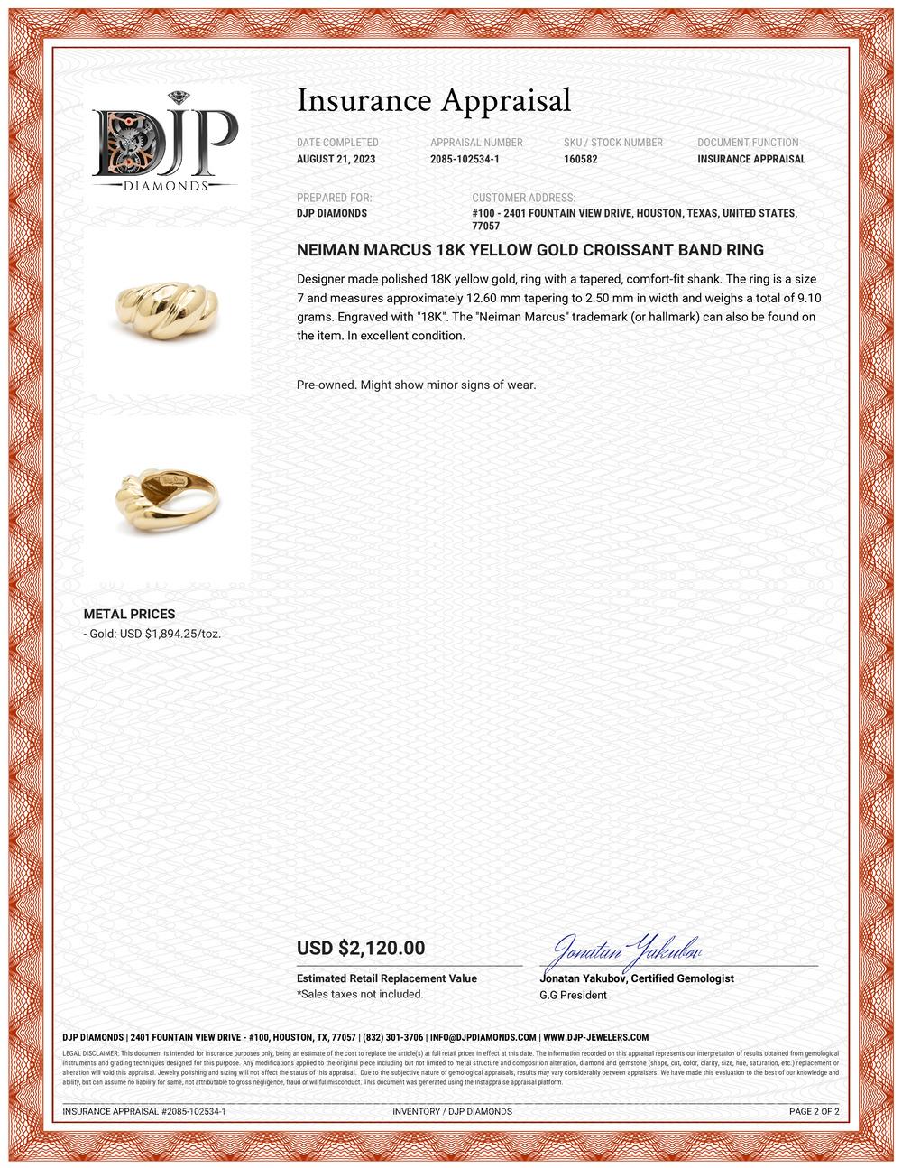 Neiman Marcus: 18 Karat Gelbgold Croissant-Ring 5