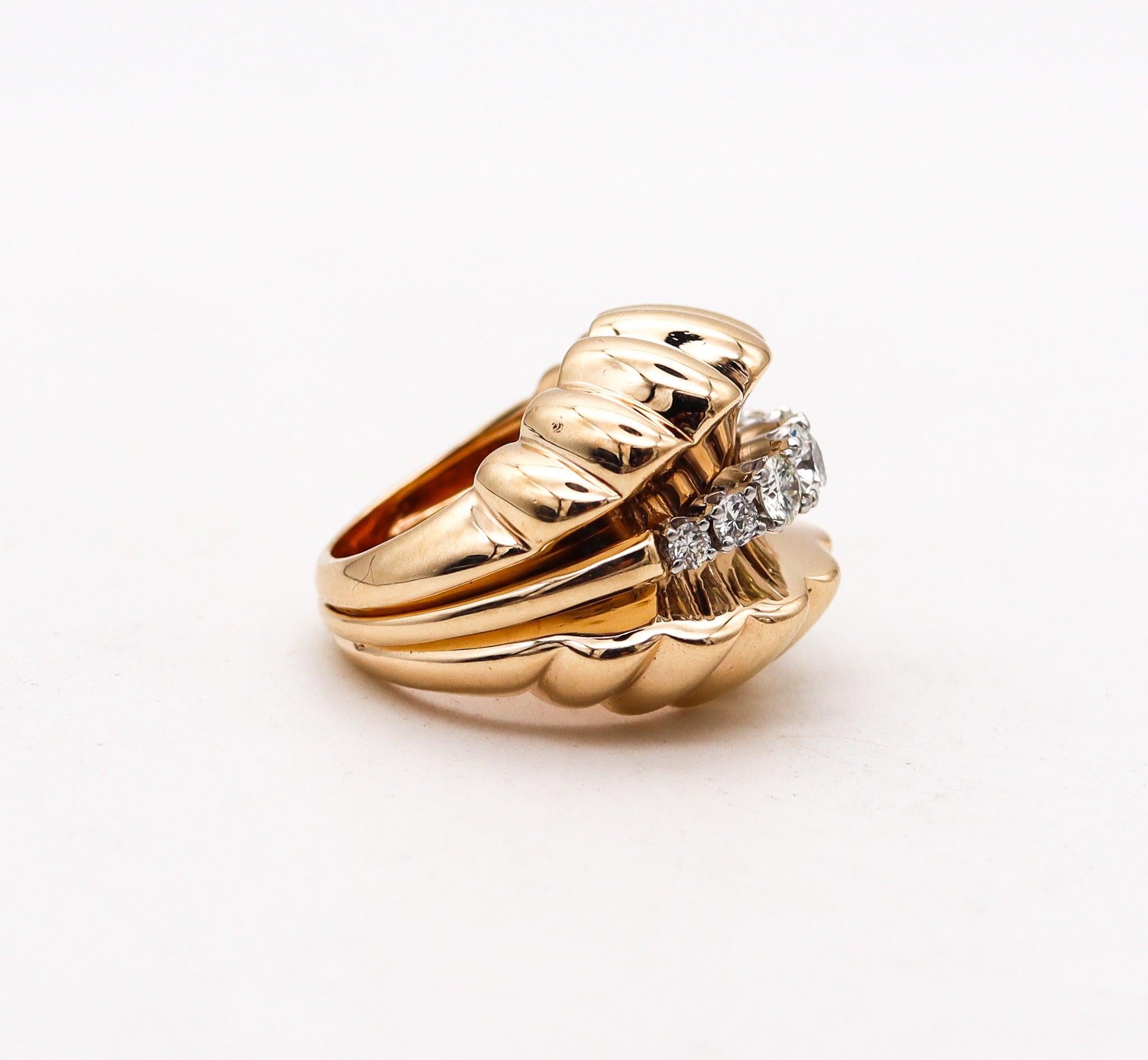 Brilliant Cut NEIMAN MARCUS 1950 Cocktail Ring In 18Kt Gold With 1.05 Ctw VS Diamonds