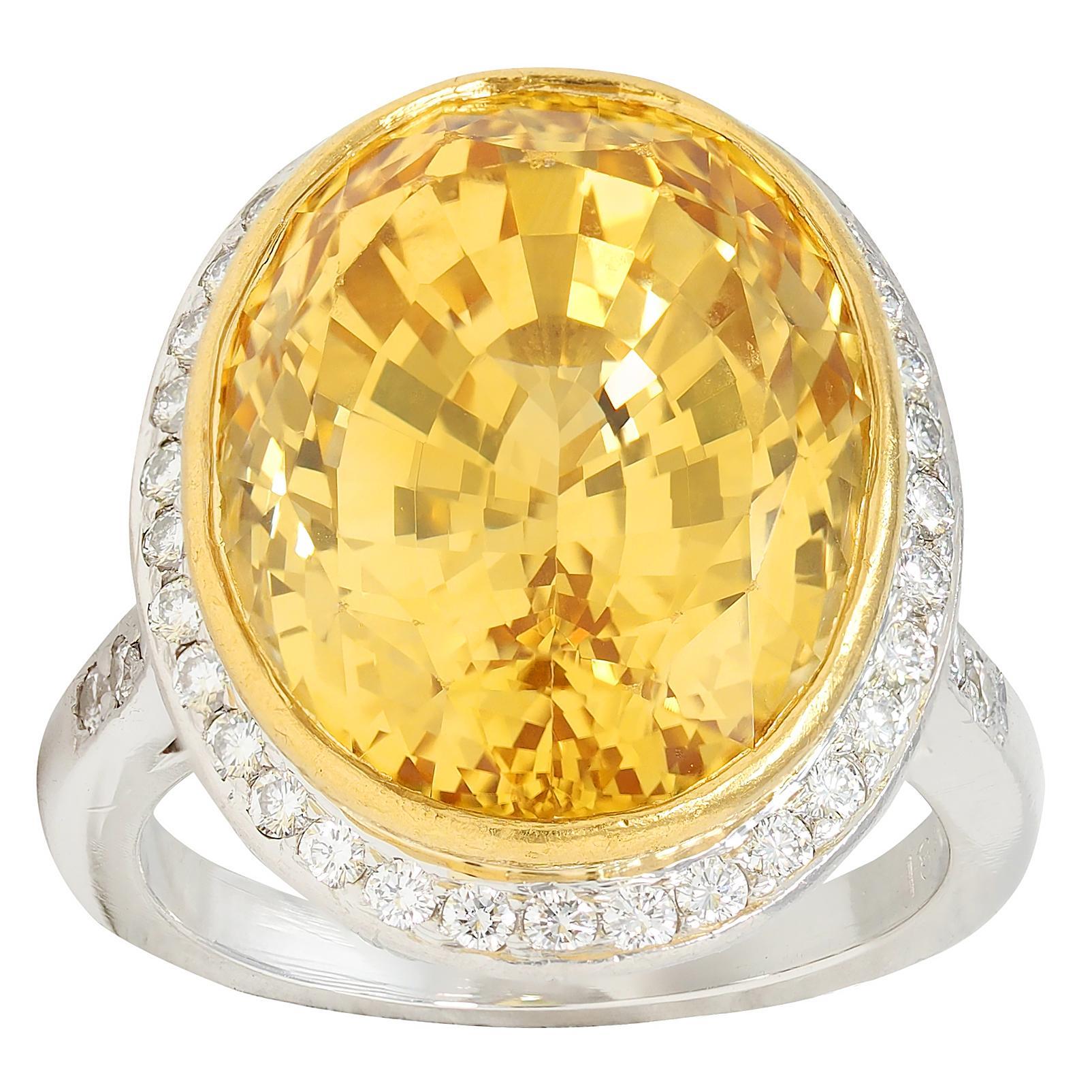 Neiman Marcus Anillo de oro de 18 quilates con diamante zafiro amarillo de Ceilán NH de 26,40 CTW en venta 6