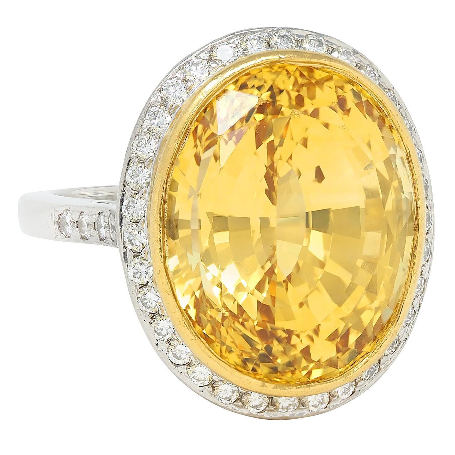 Neiman Marcus Anillo de oro de 18 quilates con diamante zafiro amarillo de Ceilán NH de 26,40 CTW Corte mixto en venta